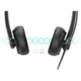 Yealink YHS34 Dual Headset with leather ear cushions, designed for clear audio and all-day comfort for Yealink IP Phones.