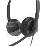 Yealink YHS34 Dual Headset with plush leather ear cushions, designed for clarity and comfort with Yealink IP Phones.