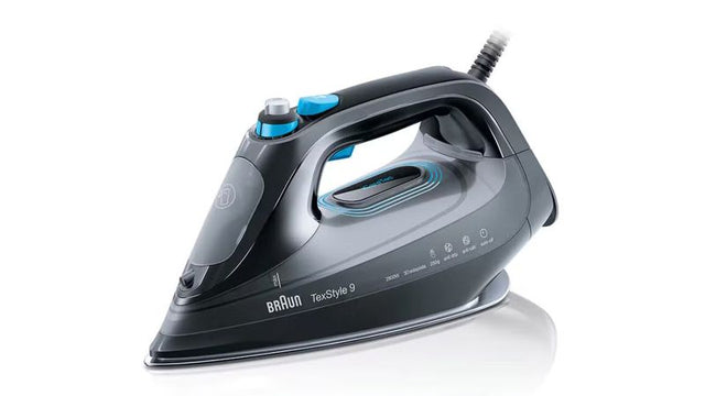 De'Longhi - Braun TexStyle 9 Steam Iron with Smart iCare mode, EloxalPlus soleplate, and powerful 230g steam shot for effortless ironing.