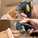 Cordless JW Palm Nail Grinder for pets with LED light, nail guard, variable speed, and ergonomic grip for easy nail trimming.