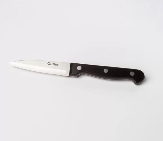 Cutler Paring Knife features a stainless steel blade and ergonomic handle, perfect for precise cutting and culinary tasks.