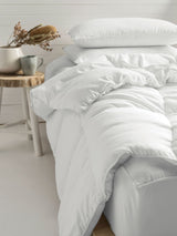 Super King white duvet inner by Savona featuring plush 380 GSM filling and smooth microfibre cover for ultimate comfort.
