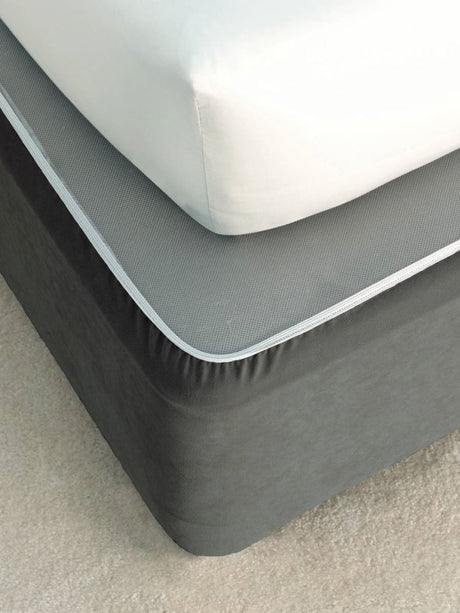Grey Valance Super King Bedwrap, crafted from faux suede, offering stylish sophistication and snug fit for bed bases.