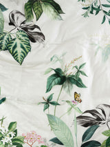 Elegant Australian Super King duvet cover set in linen featuring hand-drawn greenery on a soft backdrop for a serene bedroom oasis.