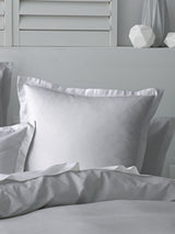 Sleek Nova Silver Duvet Set featuring textured waffle design and soft percale reverse, perfect for stylish bedroom comfort.
