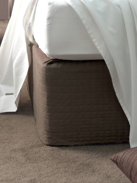 Chocolate suede quilted bedwrap for double bed, enhancing decor without needing to remove mattress or linen.