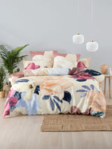 Super King Duvet Cover Set in Shakira Stone with floral print, crafted from 250-thread count cotton sateen for luxurious comfort.