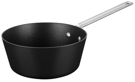 Elegant 22CM Scanpan Windsor Saucepan, featuring nonstick Stratanium+ surface, high sides for easy stirring, and eco-friendly design.