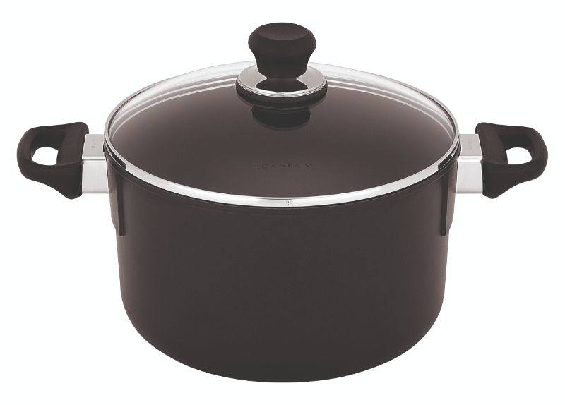 Tall Dutch Oven - Scanpan Classic (26CM/6.5L) with non-stick surface, eco-friendly aluminum, and tempered glass lid for versatile cooking.