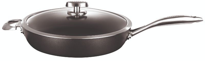 Scanpan Pro IQ sauté pan with lid, 28cm, PFOA-free non-stick, eco-friendly, induction-ready, ovenproof up to 260°C.