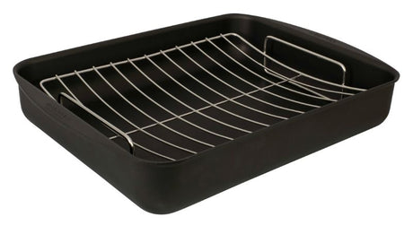 Scanpan Classic Roasting Pan with Rack, 44cm, non-stick, oven safe, eco-friendly aluminum, ideal for succulent roasting.