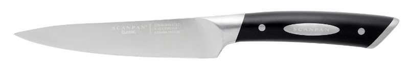 Scanpan Classic Forged Utility Knife (15cm) featuring durable German steel, ergonomic handle, and a super-sharp edge for precise cutting.