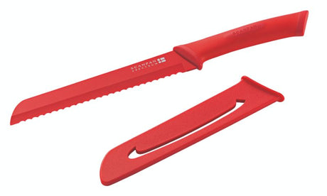 Scanpan Red Bread Knife 7"/18cm features a sharp, non-stick blade for effortless slicing of bread and other tough foods.