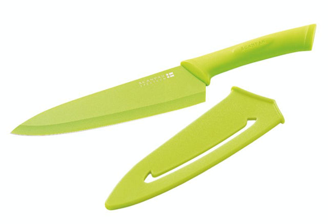 Scanpan Green Cook's Knife 7"/18cm featuring a sharp stainless steel blade and ergonomic green handle for comfortable, precise cutting.