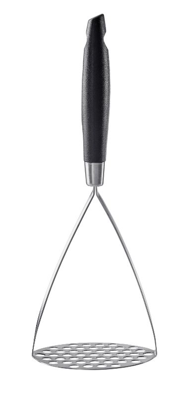 Scanpan Classic Potato Masher 28cm: Elegant stainless steel tool with ergonomic handle, perfect for mashing vegetables, dishwasher safe.