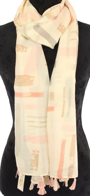 Luxurious rose gold pink lines scarf, 100% viscose, 45*180cm, perfect for stylish wraps and everyday elegance.