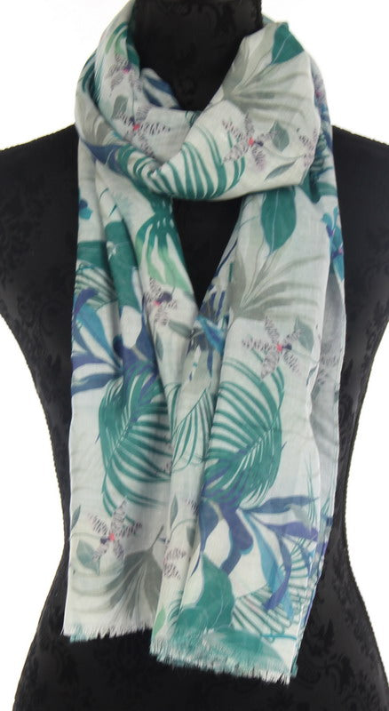 Stylish Banana Leaf Scarf in Earth tones, 70x175cm, made from 100% polyester with chic self-fringing edges.