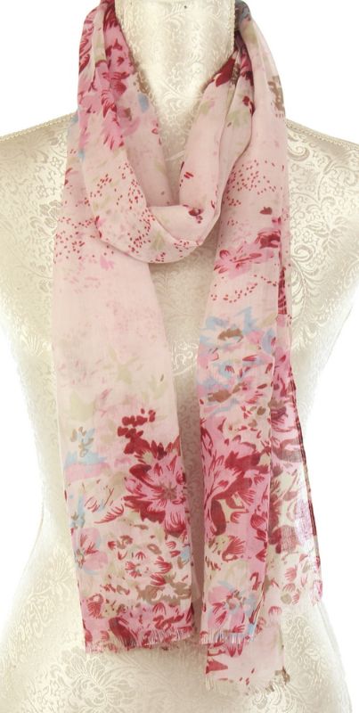 Set of 2 pink floral scarves made from lightweight viscose, perfect for stylish layering in any season.