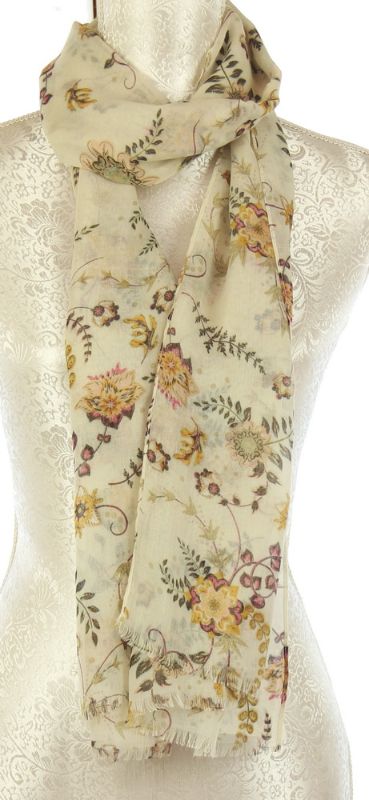 Set of 2 pastel botanical scarves in lightweight viscose, perfect for versatile styling, comfort, and elegant fashion statements.