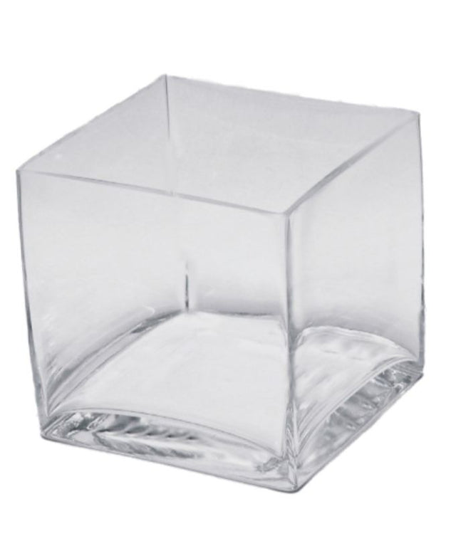 Set of 12 stylish 15cm glass cube vases for flowers, perfect for home decor and special events.