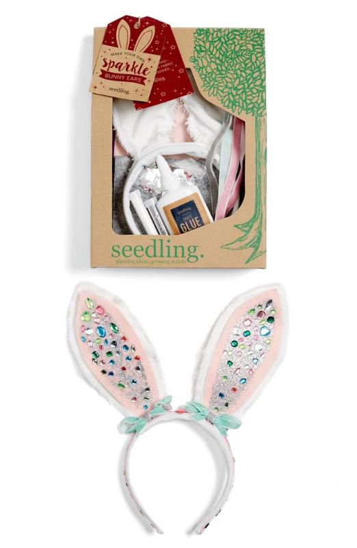 Craft kit for kids to create customizable sparkle bunny ears, promoting creativity and hands-on fun.