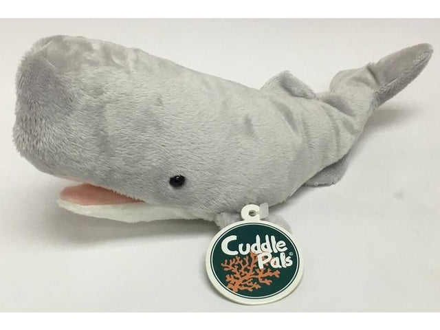 Soft Sperm Whale plush toy, 20 cm long, perfect for cuddling and inspiring marine curiosity in children.