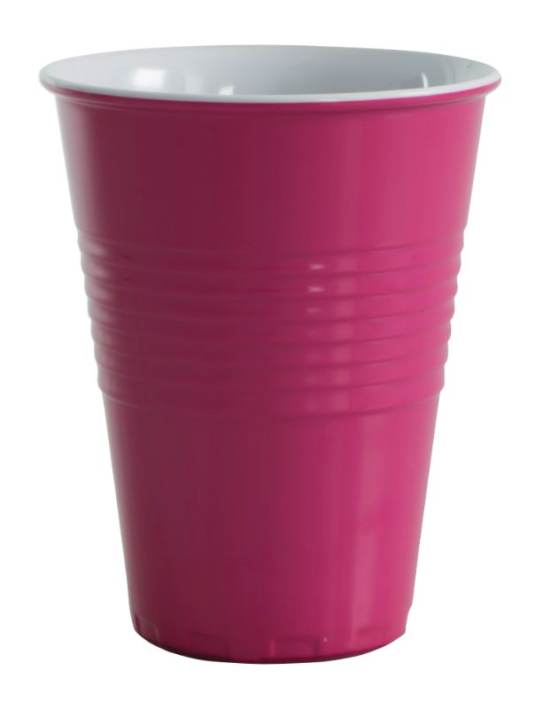 Serroni Miami pink melamine cup, 400ml, stylish two-tone design, perfect for outdoor dining, picnics, and BBQs.