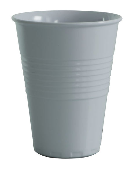 Serroni Miami 400ml white melamine cup, perfect for outdoor dining, BBQs, and picnics, lightweight and durable design.