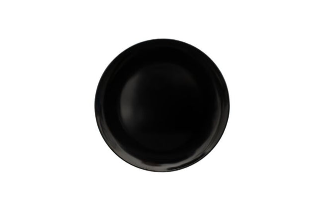 Serroni 20cm black melamine plate, durable and stylish for outdoor dining, picnics, and BBQs; lightweight and easy to transport.