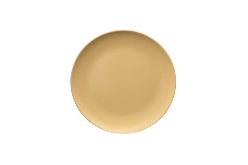 Bright buttercup yellow 20cm melamine plate, perfect for outdoor dining and picnics, durable and lightweight.