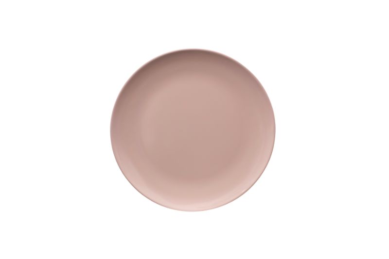 Pastel pink 20cm Serroni melamine plate, ideal for outdoor dining, picnics, and BBQs, lightweight and shatter-resistant.