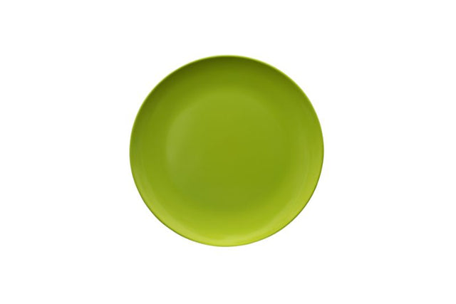 Vibrant 25cm lime green melamine plate, shatter-resistant, ideal for stylish outdoor dining and easy transport.