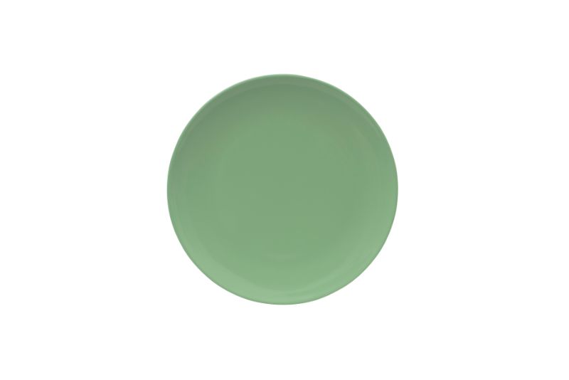 Vibrant mint melamine plate, 25cm, perfect for outdoor dining, lightweight, durable, and stackable for convenience.