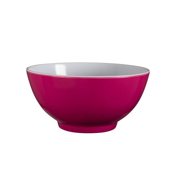 Vibrant fuchsia pink 15cm melamine bowl, perfect for outdoor dining, picnics, and BBQs, durable and lightweight for easy transport.