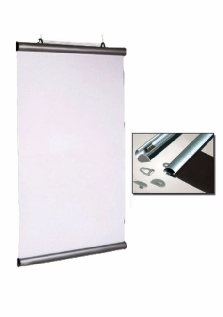 Aluminium Snap Rail Poster Hanging Kit, 1190mm, featuring durable silver anodised rails for easy poster display and change.