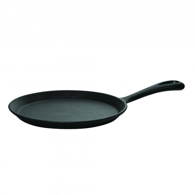 Cast iron Pyrolux Pancake Pan (19cm) with ergonomic handle, ideal for pancakes and crepes on all stovetops.