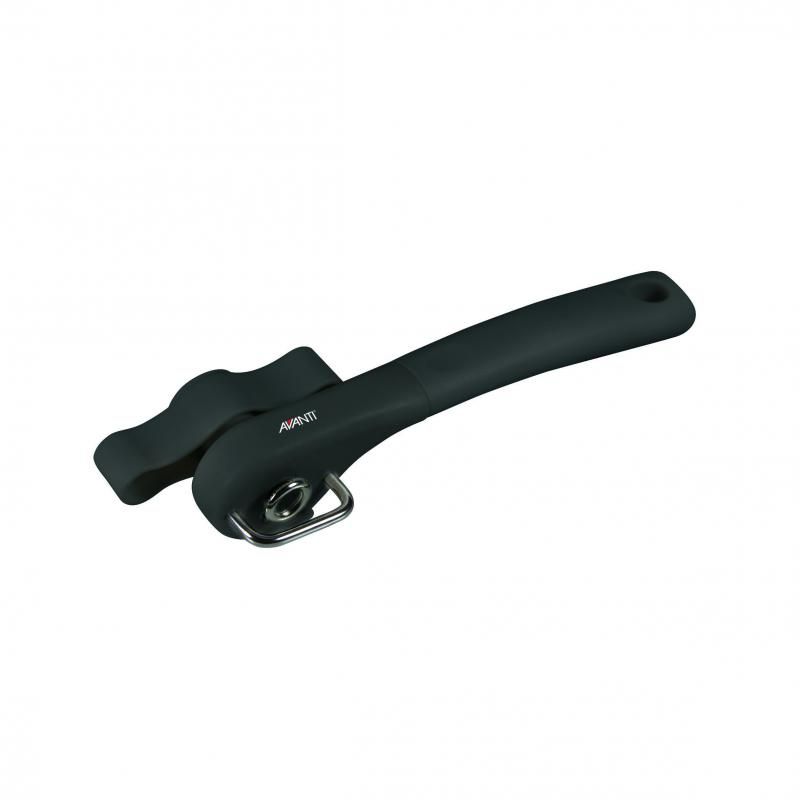 Avanti Safety Can Opener in black, designed for safe and effortless can opening with no sharp edges.