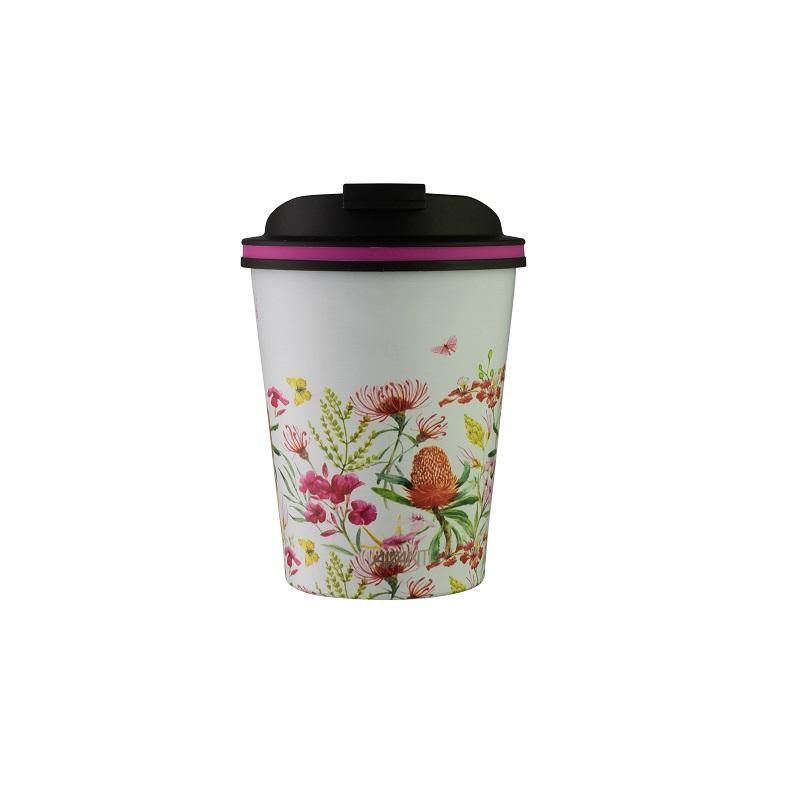 Double wall stainless steel travel cup in Native White, 280ml capacity, ideal for keeping drinks hot/cold on-the-go.