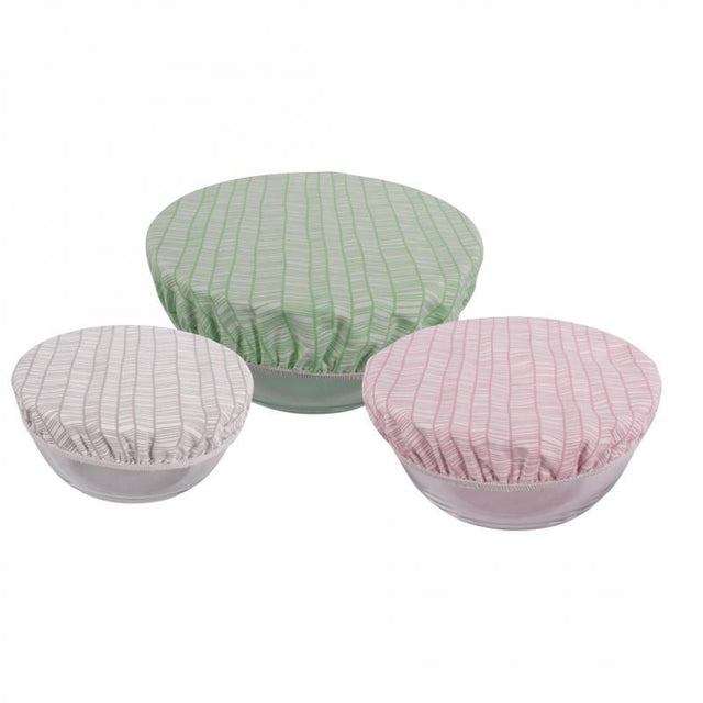 Eco-friendly set of 3 cotton bowl covers, perfect for keeping food fresh and bug-free while eliminating plastic waste.