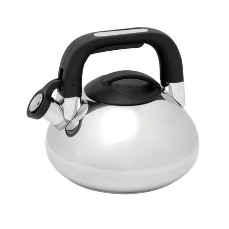 Mirror-finish 2.7L kettle with assisted opening lid, cool-touch handle, and removable scale filter for easy use and cleaning.