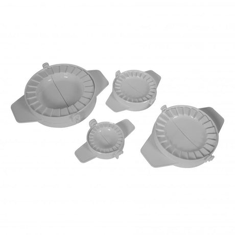 Avanti Dumpling Maker set with four sizes for easy, quick, and perfectly shaped dumplings, made from durable plastic.