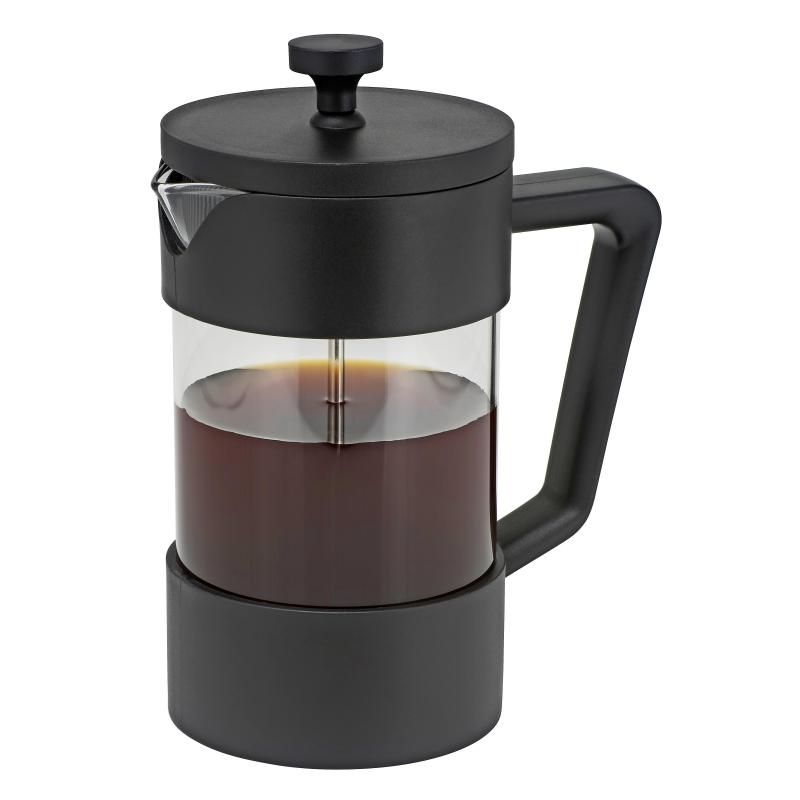 Avanti Sorrento Coffee Plunger in sleek design, 600ml capacity, heat-resistant glass, and drip-free spout for easy serving.