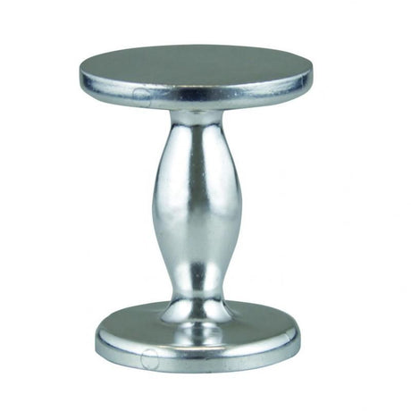 Polished dual-size aluminium coffee tamper, 50mm and 55mm, 7cm tall, for perfect espresso extraction.