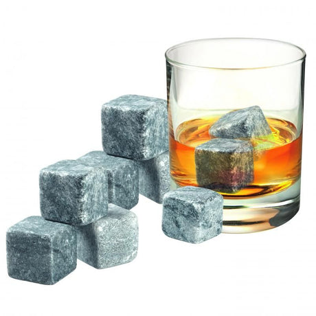 Avanti Whisky Rocks Set of 9, elegant soapstone cubes to chill drinks without dilution, perfect for whisky and cocktails.