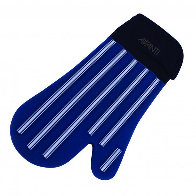 Avanti Silicone Oven Glove-Butcher Strip, heat-resistant with a stylish design, featuring quilted cotton lining for comfort.