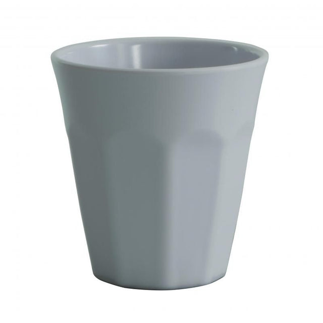 Avanti Cafe white melamine cup, 260ml, durable for indoor/outdoor use, ideal for coffee, juices, and cocktails.