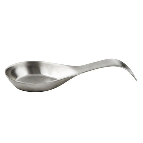 Stylish stainless steel spoon rest with generous size, perfect for keeping cooking utensils organized and countertops clean.