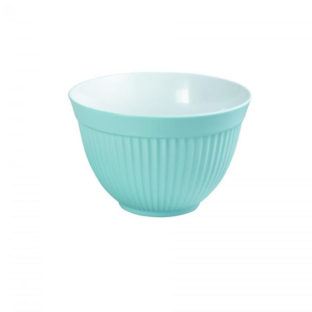 Avanti Melamine Ribbed Mixing Bowl in Duck Egg Blue, 23cm, 3L capacity, BPA-free, stylish ribbed design, dishwasher safe.