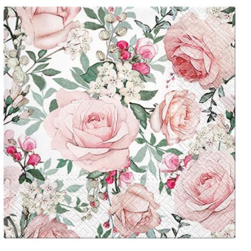 Paw Lunch Napkins 33cm Pack Of 20 | 3 Ply | Gorgeous Roses