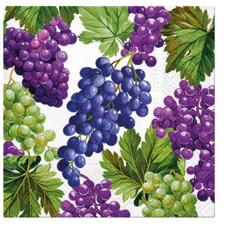 Paw Lunch Napkins 33cm Pack Of 20 | 3 Ply | Natural Grapes